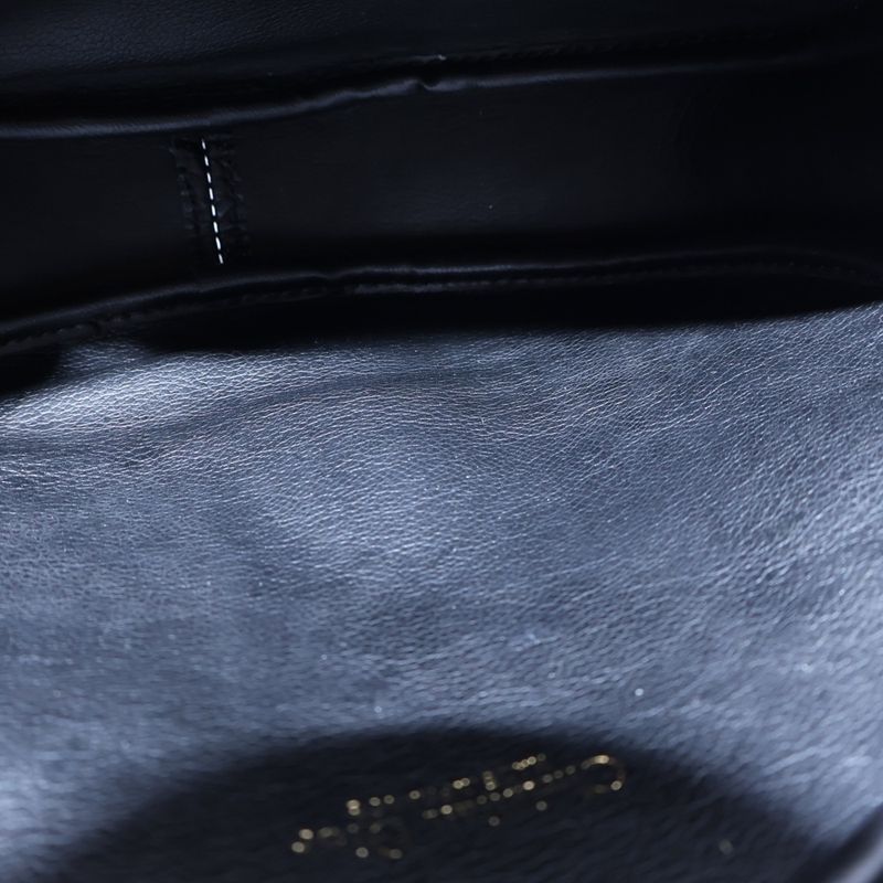 Christian Dior CD Logo Vintage Shoulder Bag Black Leather