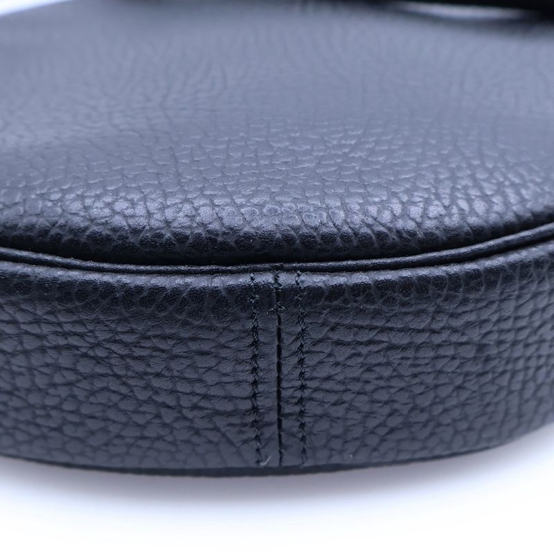 Christian Dior CD Logo Vintage Shoulder Bag Black Leather