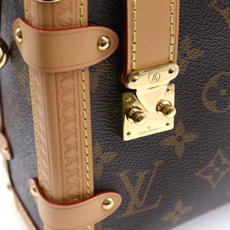 Louis Vuitton Monogram Side Trunk MM Shoulder Bag Brown Leather X PVC M46358
