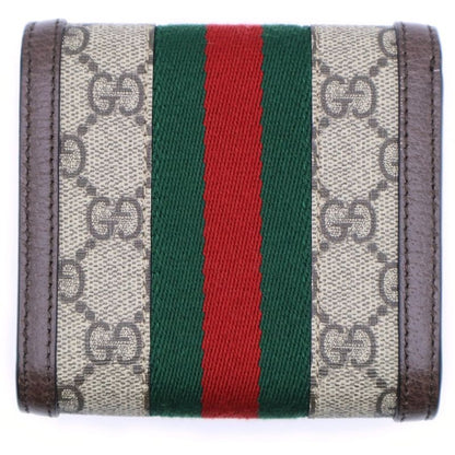Gucci Ophidia GG Supreme Logo Plate Web Sherry Line Leather Canvas Compact