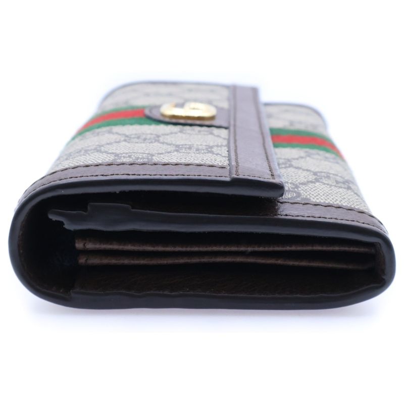 Gucci GG Supreme Sherry Line Ophidia Continental Wallet Leather Long Wallet