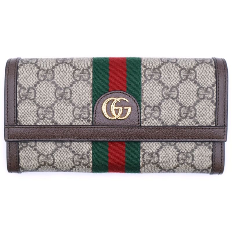 Gucci GG Supreme Sherry Line Ophidia Continental Wallet Leather Long Wallet