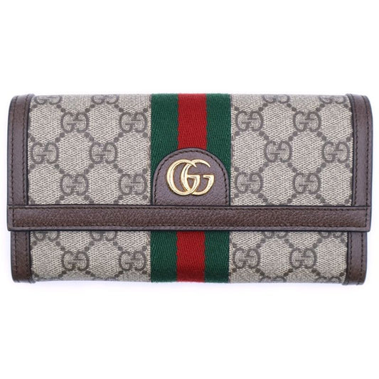 Gucci GG Supreme Sherry Line Ophidia Continental Wallet Leather Long Wallet