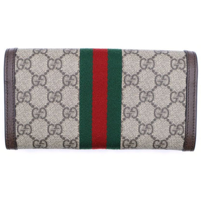 Gucci GG Supreme Sherry Line Ophidia Continental Wallet Leather Long Wallet