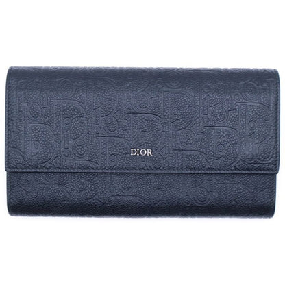 Christian Dior Vertical Long Wallet Long Wallet Card Case Black Leather