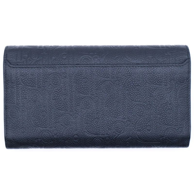 Christian Dior Vertical Long Wallet Long Wallet Card Case Black Leather