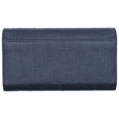 Christian Dior Vertical Long Wallet Long Wallet Card Case Black Leather