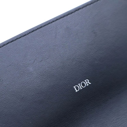 Christian Dior Vertical Long Wallet Long Wallet Card Case Black Leather