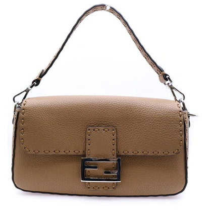 Fendi Mamma Bucket Selleria 2WAY Leather Handbag Shoulder Bag Beige 8br600