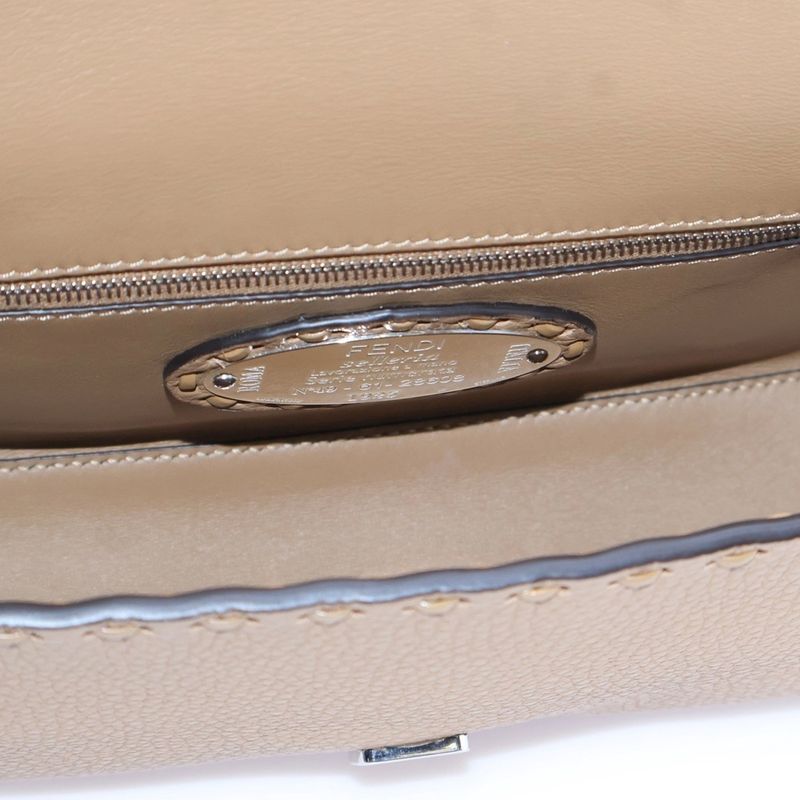 Fendi Mamma Bucket Selleria 2WAY Leather Handbag Shoulder Bag Beige 8br600