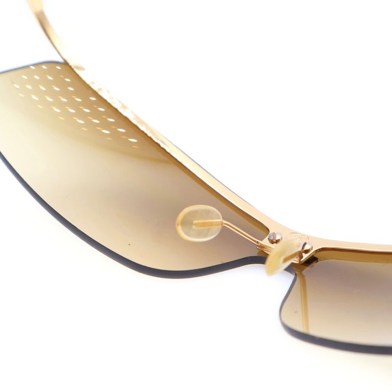 Chanel Rimless Sunglasses Eyewear Brown Lenses Gold Frame 4043