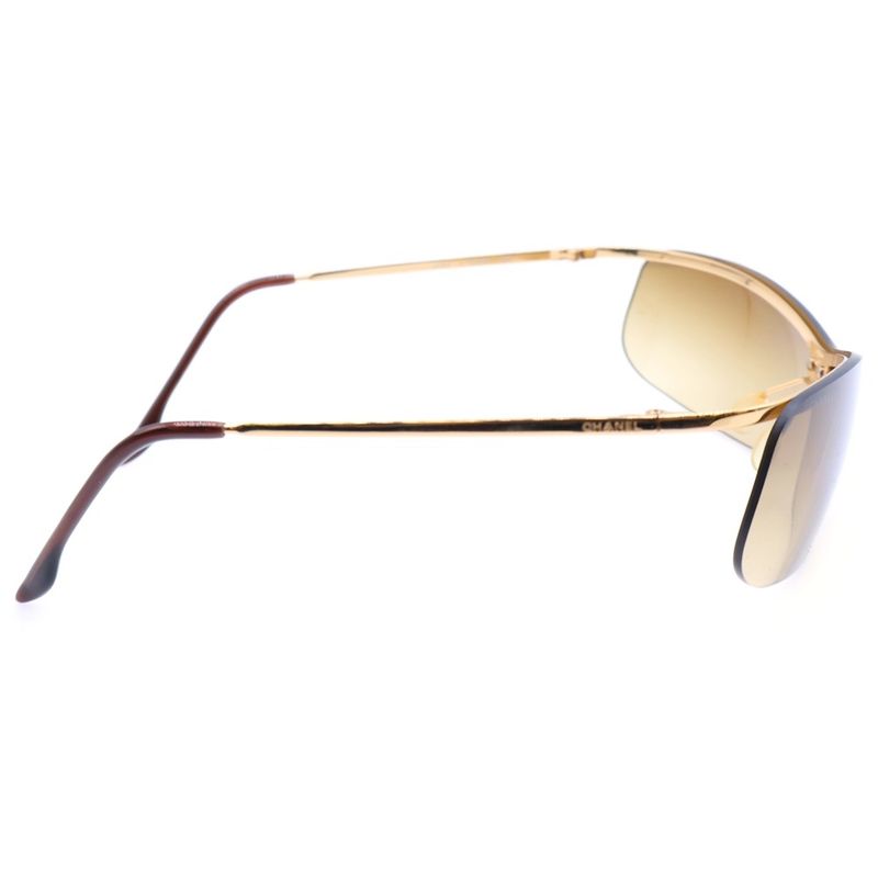 Chanel Rimless Sunglasses Eyewear Brown Lenses Gold Frame 4043