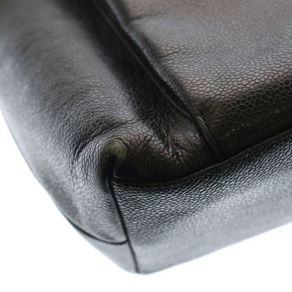 Chanel Outside Flap Coco Mark Turnlock Caviar Skin Leather Shoulder Tote Bag