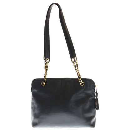 Chanel Outside Flap Coco Mark Turnlock Caviar Skin Leather Shoulder Tote Bag