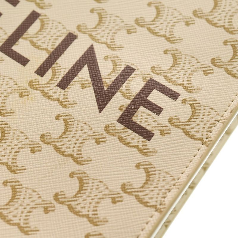 Celine Mini Vertical Cabas Triomphe Logo Allover PVC Leather 2WAY Hand Shoulder