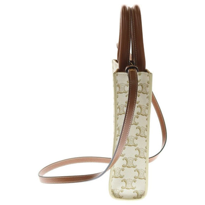 Celine Mini Vertical Cabas Triomphe Logo Allover PVC Leather 2WAY Hand Shoulder