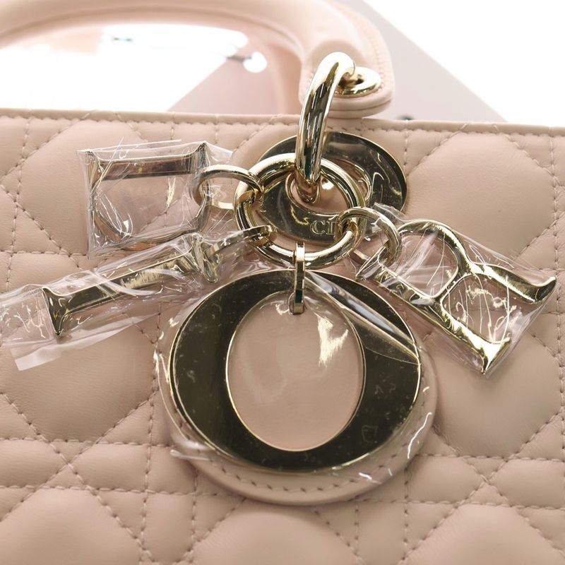 DIOR Lady Dior D Joy Medium Canage Lambskin Leather 2WAY Hand Shoulder Bag Gold