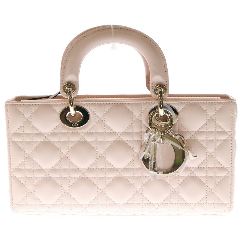 DIOR Lady Dior D Joy Medium Canage Lambskin Leather 2WAY Hand Shoulder Bag Gold