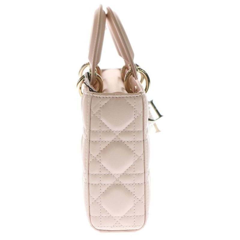 DIOR Lady Dior D Joy Medium Canage Lambskin Leather 2WAY Hand Shoulder Bag Gold