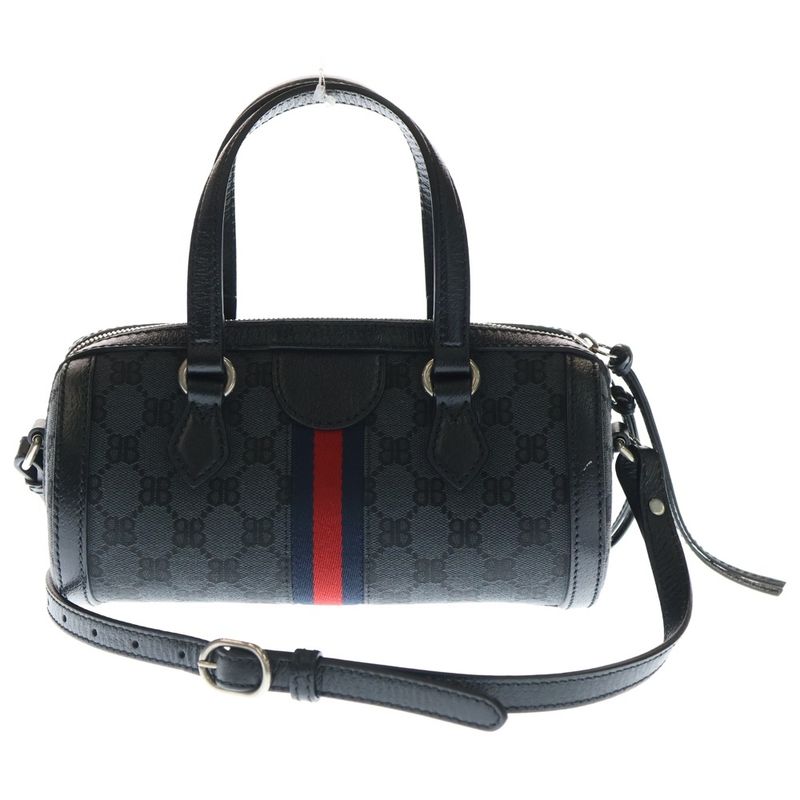 Balenciaga X Gucci The Hacker Project BB Logo Plate Canvas Sherry Line Leather