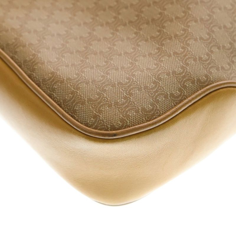 Celine Macadam Pattern Canvas Leather Turnlock One Shoulder Bag Gold Hardware