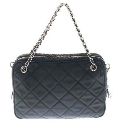 Prada Tessuto Nylon Triangle Logo Plate Saffianoleather Quilted 2WAY Chain Hand