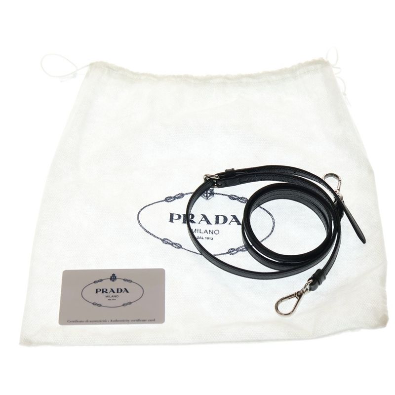 Prada Tessuto Nylon Triangle Logo Plate Saffianoleather Quilted 2WAY Chain Hand