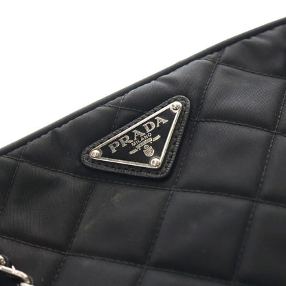Prada Tessuto Nylon Triangle Logo Plate Saffianoleather Quilted 2WAY Chain Hand