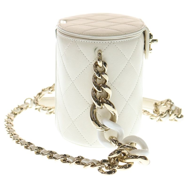 Chanel Matelasse Coco Mark Turnlock Lambskin Leather Vanity Chain Shoulder Bag