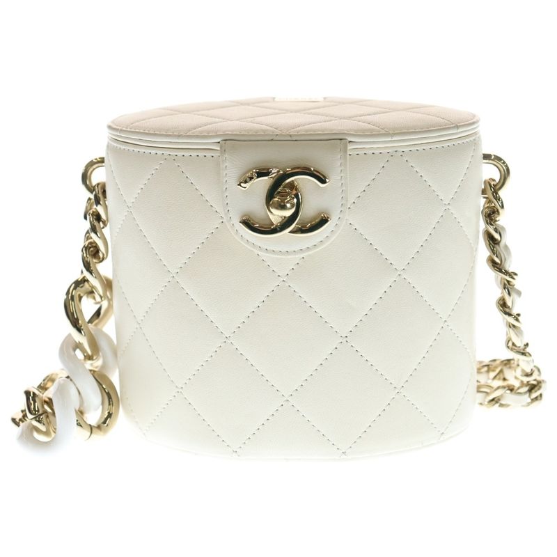 Chanel Matelasse Coco Mark Turnlock Lambskin Leather Vanity Chain Shoulder Bag