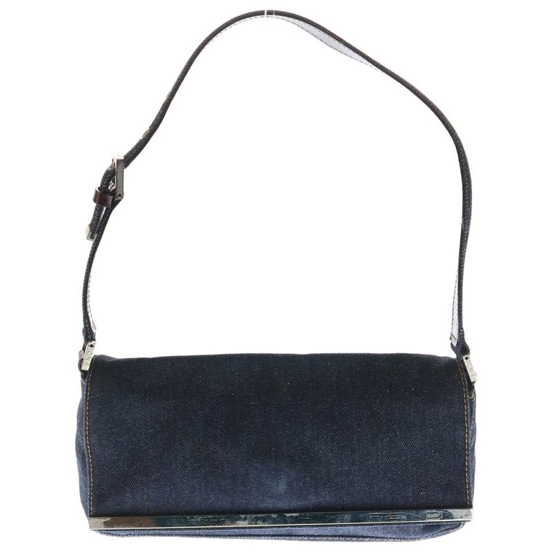 Fendi Handbag Mini Bag One Shoulder Bag Indigo Blue And Brown Silver Hardware