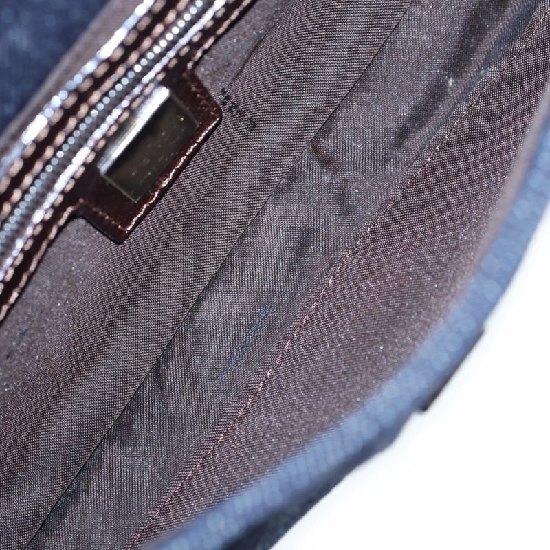 Fendi Handbag Mini Bag One Shoulder Bag Indigo Blue And Brown Silver Hardware