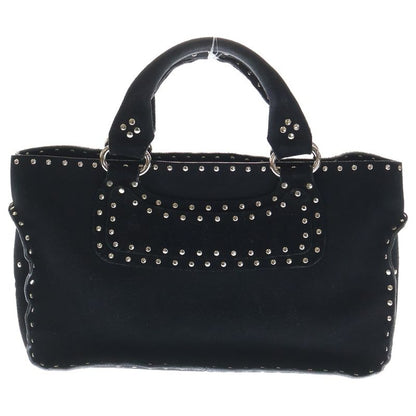 Celine Boogie Bag Studded Handbag Black Suede Silver Hardware