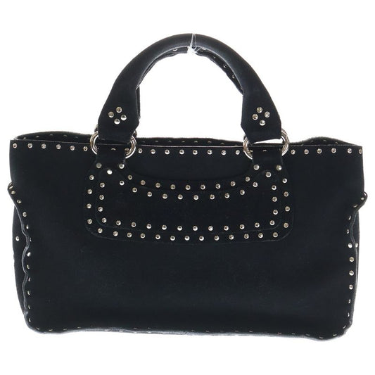 Celine Boogie Bag Studded Handbag Black Suede Silver Hardware
