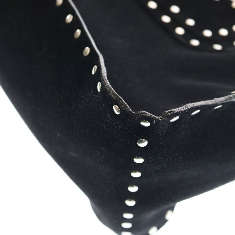 Celine Boogie Bag Studded Handbag Black Suede Silver Hardware