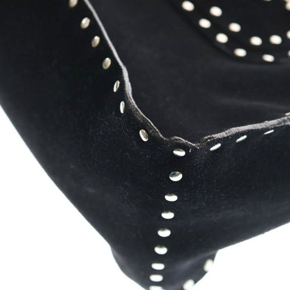 Celine Boogie Bag Studded Handbag Black Suede Silver Hardware