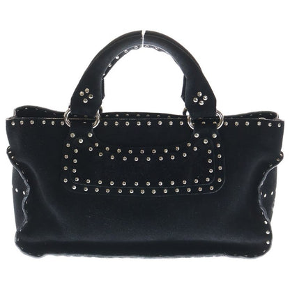 Celine Boogie Bag Studded Handbag Black Suede Silver Hardware