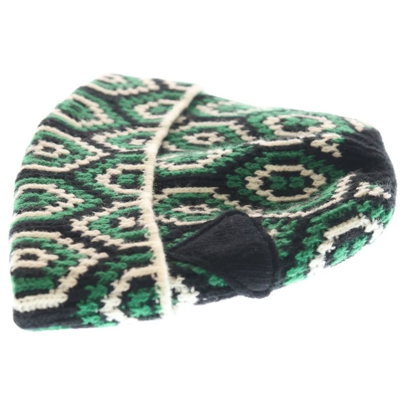 Prada Wool Knit Hat With All Over Design Green Umd514