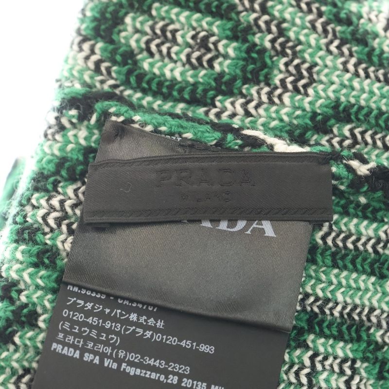 Prada Wool Knit Hat With All Over Design Green Umd514