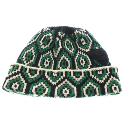 Prada Wool Knit Hat With All Over Design Green Umd514