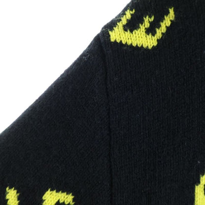 Balenciaga 20AW Allover Logo Jacquard Crewneck Knit Sweater Black 648433 T1567