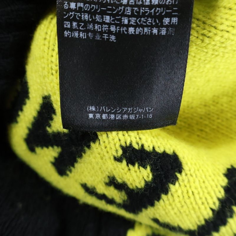 Balenciaga 20AW Allover Logo Jacquard Crewneck Knit Sweater Black 648433 T1567