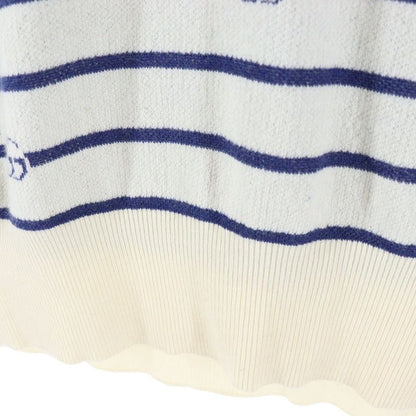 Gucci GG Striped Jacquard Cotton Wool Knit Short-sleeved Polo Shirt Ivory Blue