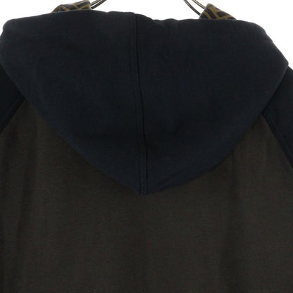 Fendi Zucca Pattern Line Raglan Sleeve Pullover Sweatshirt Hoodie Black Brown