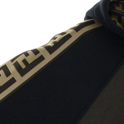 Fendi Zucca Pattern Line Raglan Sleeve Pullover Sweatshirt Hoodie Black Brown