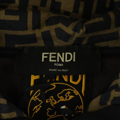 Fendi Zucca Pattern Line Raglan Sleeve Pullover Sweatshirt Hoodie Black Brown