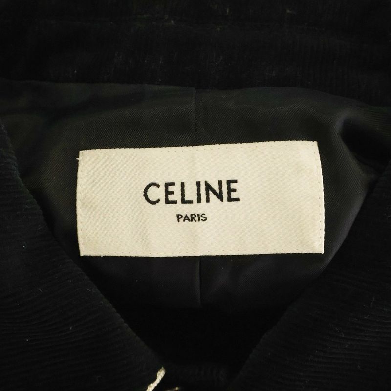 Celine 19AW Teddy Jacket Studded Jacket With Satin Trim Black 2v191824d