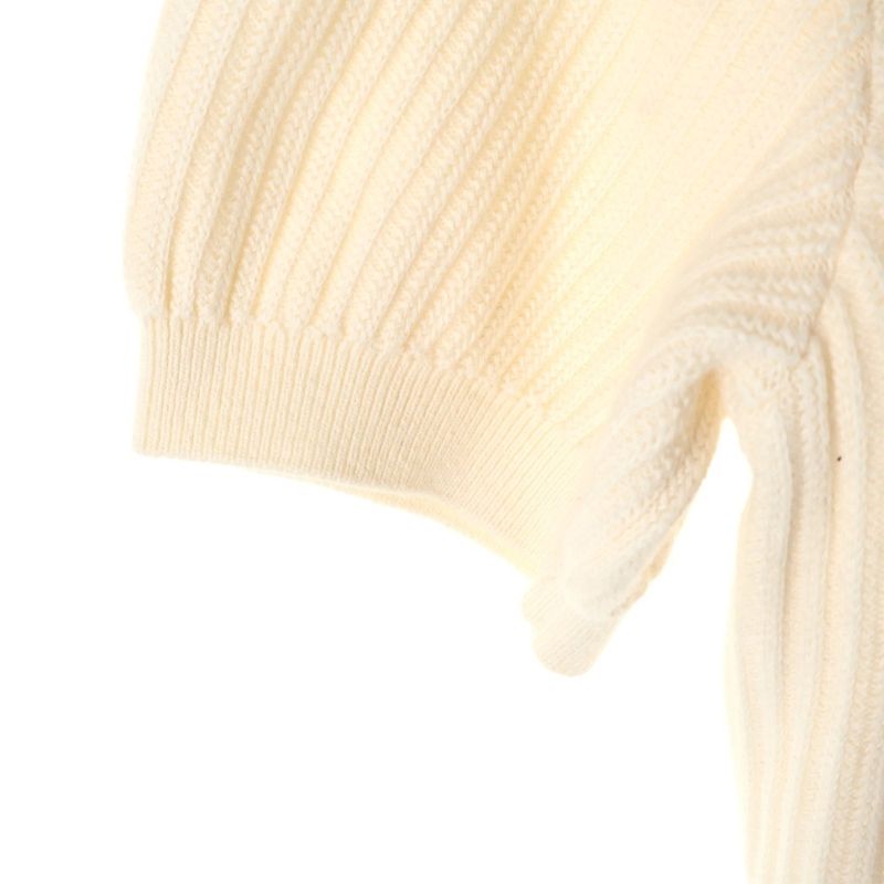 Gucci Patch Logo Cotton Ribbed Knit Short Sleeves Polo Shirt Sweater Ivory