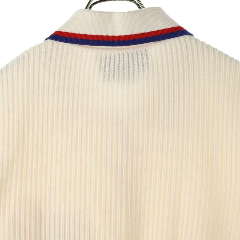 Gucci Patch Logo Cotton Ribbed Knit Short Sleeves Polo Shirt Sweater Ivory