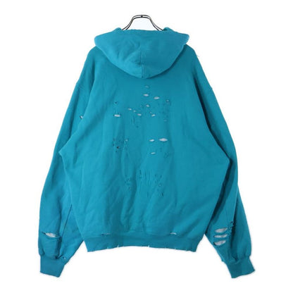 Balenciaga 21SS Caps Destroyed Hoodie Destroyed Logo Print Pullover Sweatshirt
